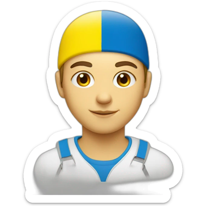 A Ukrainian student wearing the color of the Ukrainian flag sticker