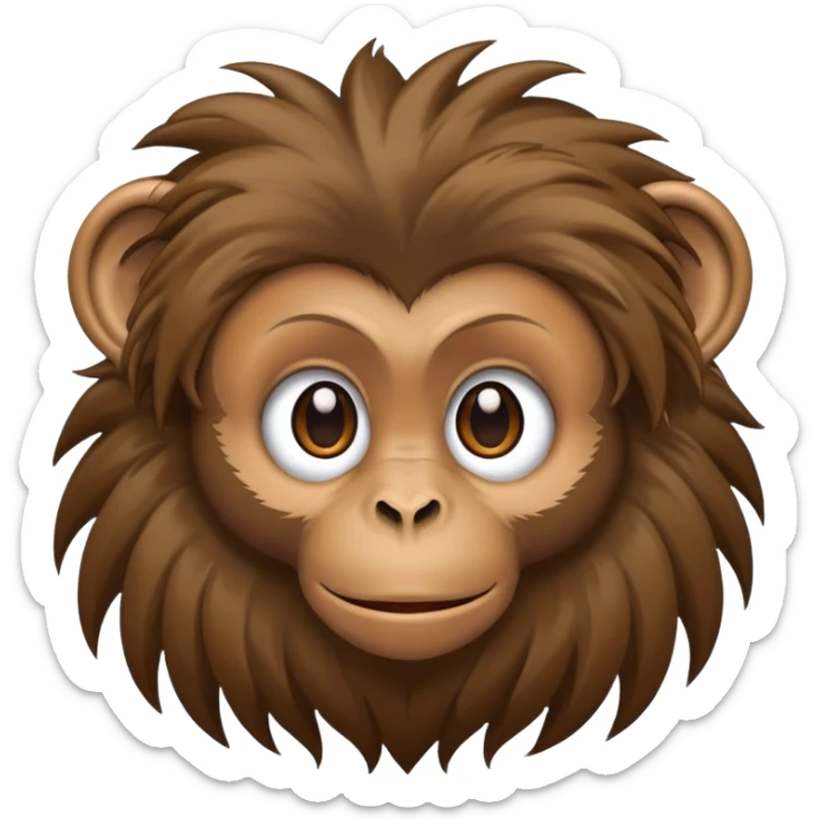 Monkey with a lot of hair and a lot of makeup sticker