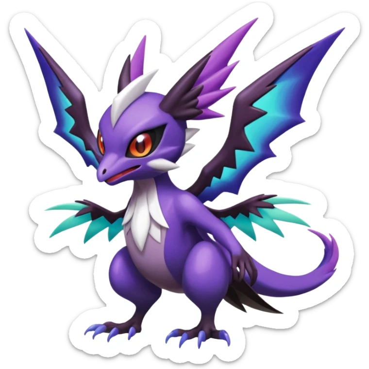 Shiny Noibat-Noivern-Silvally-Fakémon-hybrid-creature (full body)  sticker