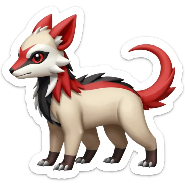 Shiny Brown Red Black Grey White Beige Linoone-Absol-Trico-Hybrid (Full body) sticker
