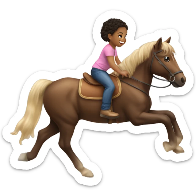 Little toddler girl ridding a horse light skin toddler girl  sticker