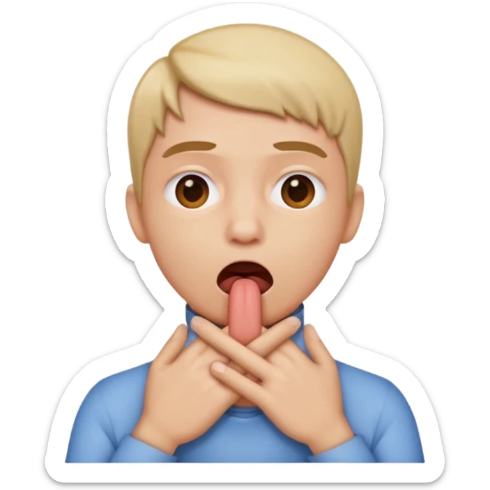 criss cross hands around throat choking self emoji tongue out sticker