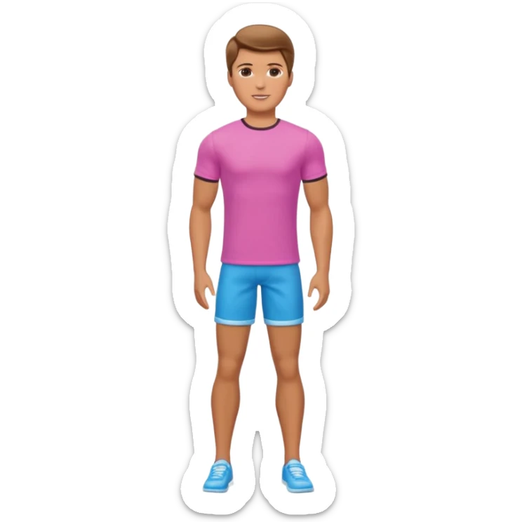 barbie ken as a guy with brown hair and brown eyes and tanned skin and full body sticker