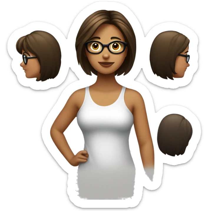 une fille avec les cheveux brun vers l'arriere et avec des lunette ronde noir sticker