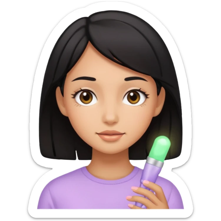 tan girl black hair cute pastel colors skin care sticker