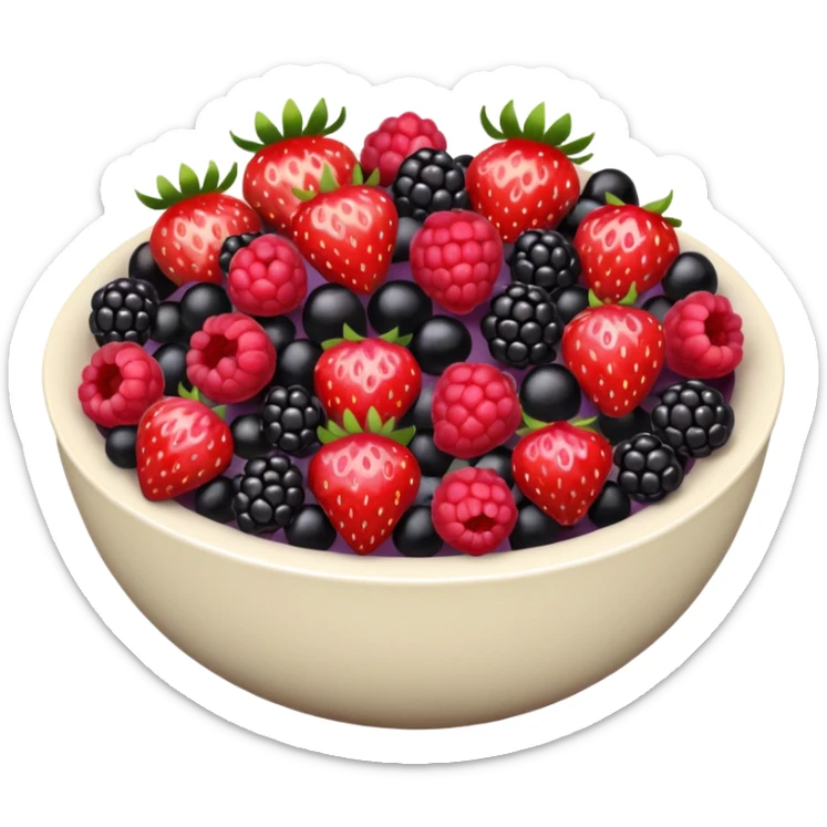 bowl solo de frutos rojos: fresas, moras, frambuesas. con vista desde arriba sticker