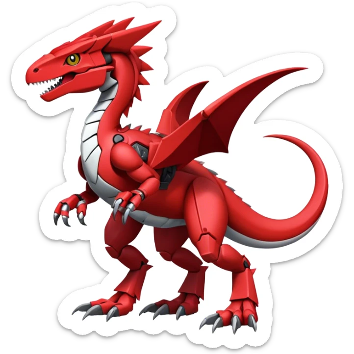  Cool Edgy Red Digimon-Fakemon-Guilmon-Velociraptor-Dragon-Mecha full body  sticker
