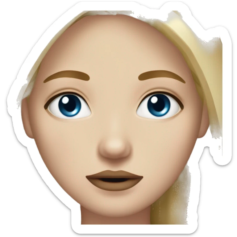 Dirty blonde girl with grown out brown roots black eye bags tired small blue eyes pale skin thin lips small nose straight hair  sticker