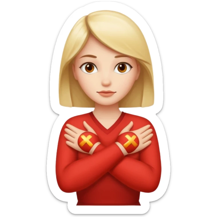 Woman Gesturing No, A woman with arms crossed forming an 'X' sticker