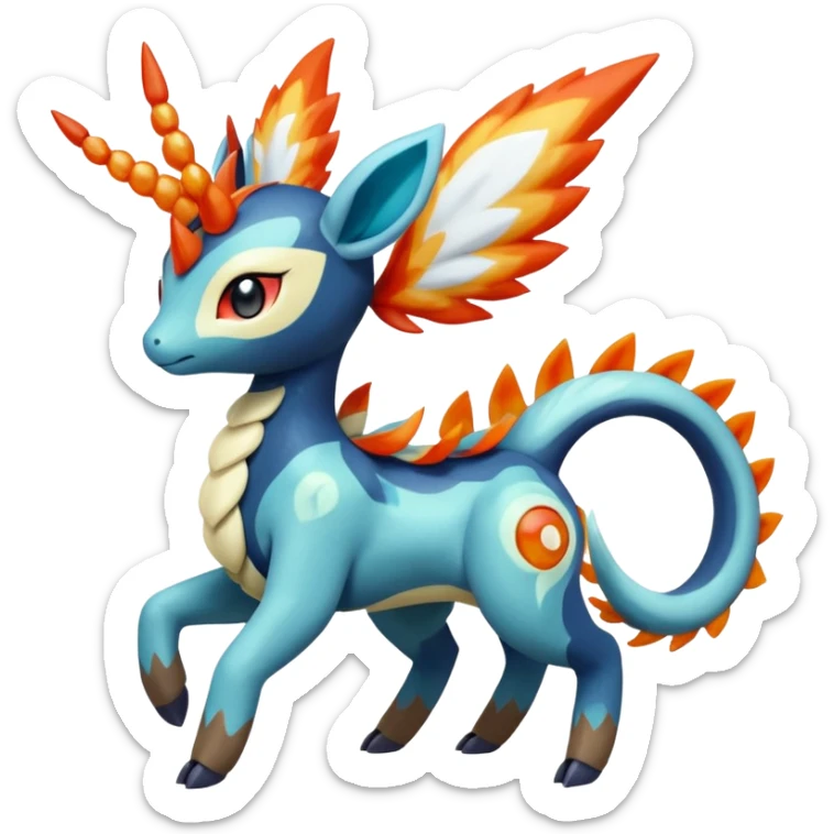 loopy honey-dipped buzzing bumbling fuzzy cute fiery ivy-hydro-Meloetta-Dialga-Salamence-Giratina-Rapidash-Pokémon-Fakémon-fusion-hybrid-creature sticker