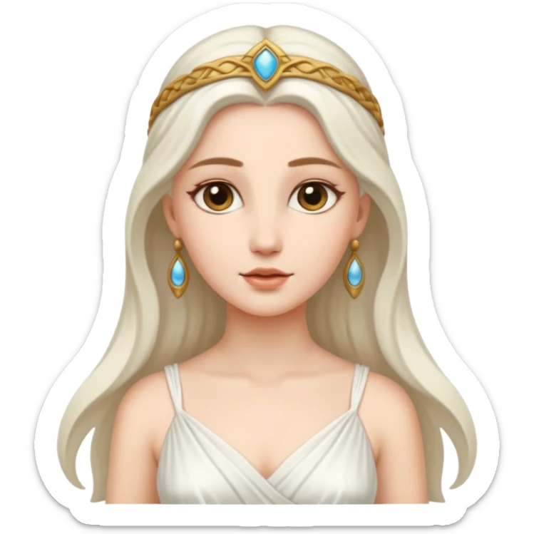 una diosa del siglos muy antiguos, la vestimenta de la diosa esta basada a ese siglo, es muy guapa, estatura normal sticker