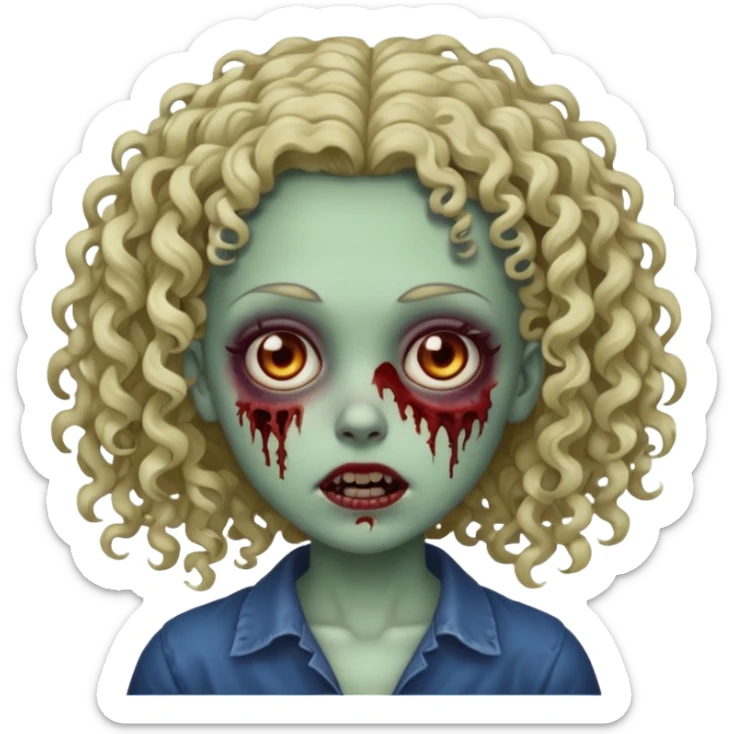 Eu quero fazer um memoji de zombie com cabelo cacheado feminino  sticker