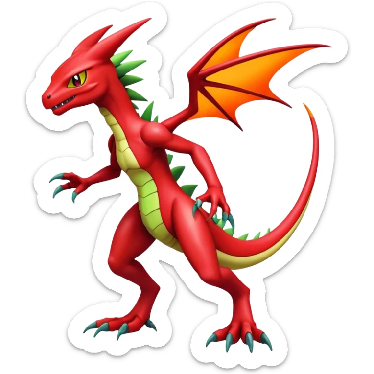  Cool Edgy Shiny Futuristic Ethereal Legendary Scizor-Charmeleon-Digimon-Schyther-Flygon-hybrid full body sticker