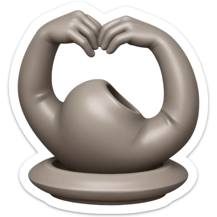 single hand with curved fingers hugging the side of a clay blob on a silver pottery wheel sticker