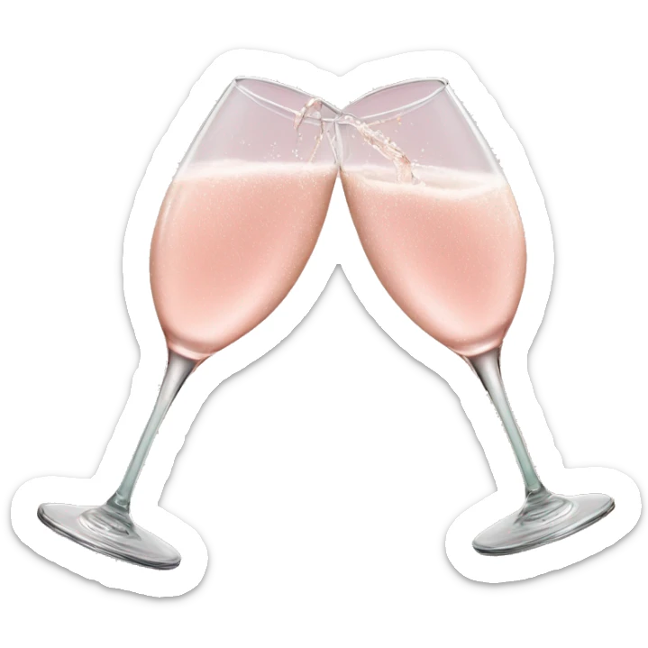 glasses of pastel pink champagne are smashing against each other sticker