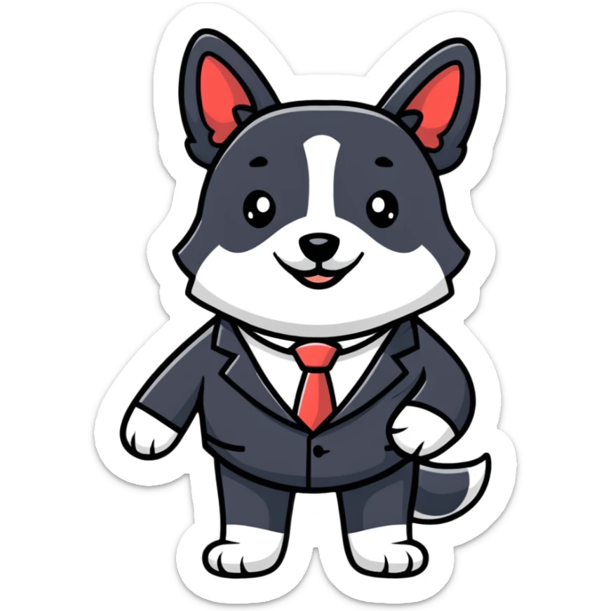 Dog wearing a suit  sticker