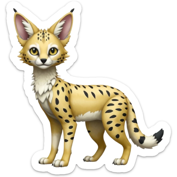 Epic complex detailed aesthetic-scenic-Fakémon-Trico-Sergal-Serval-Vernid-creature sticker