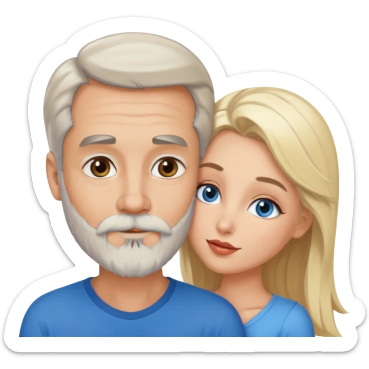 Man with hazel eyes and gray beard kissing sexy  blonde blue-eyed  woman sticker