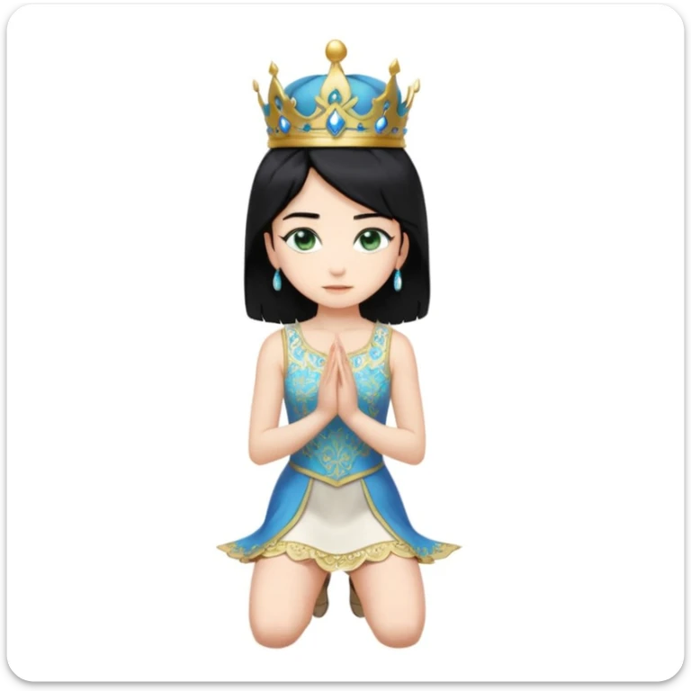 King, standing, black Hair, blue eyes, female Servoamt, blonde, green eyes, shott white sleveless Dress, kneeling, background palace sticker