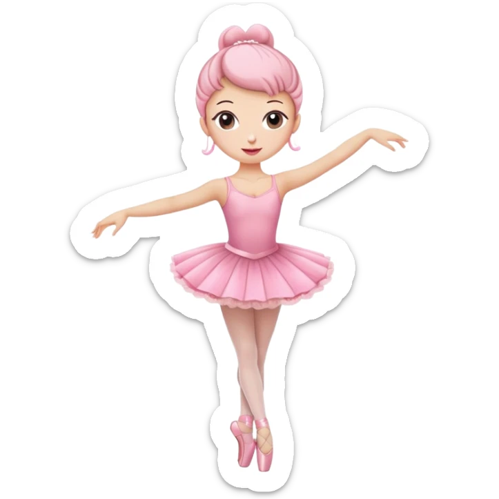 Cupcake ballerina with pink skirt and pink pointe shoes sticker