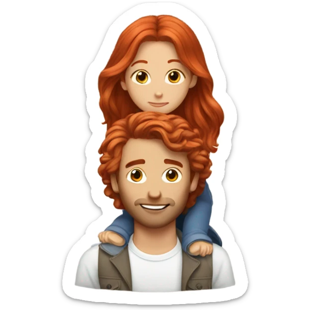 Red hair woman kissing brown hair men sticker
