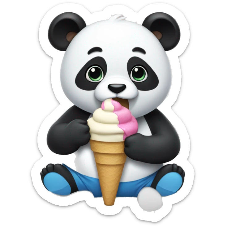 Panda eating ice cream sticker