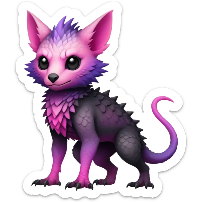 Cool Edgy Black-pink-purple-gradient badass Trico-animal-creature full body sticker