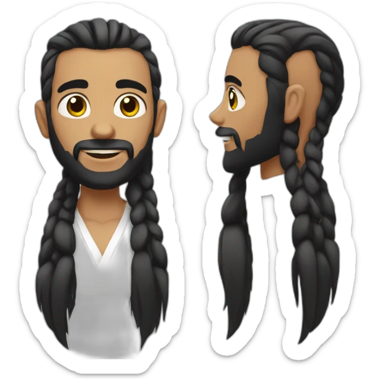 Man with long black hair tied, shaved on the sides and with a beard, of Indian skin sticker