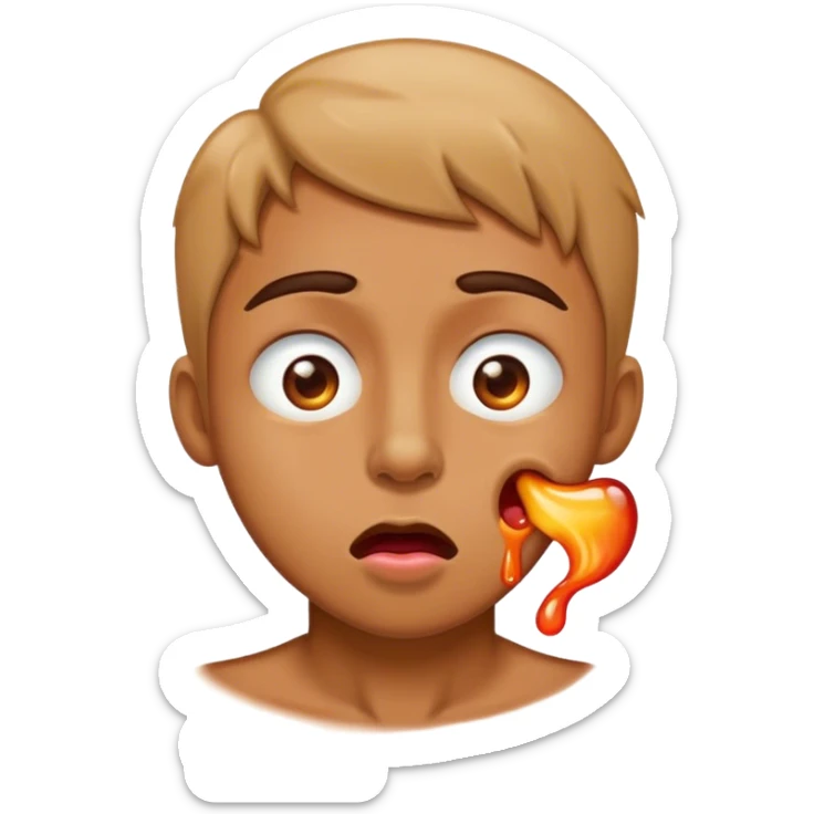 Heat eye face with drooling on side of the mouth  sticker