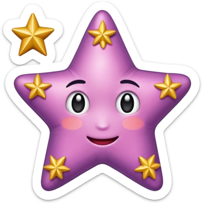 Quiero un emoji de estrella, pero que la estrella sea de oro rosa y brilli brilli con chispitas moradas El emojo qie sea para el whatsapp sticker