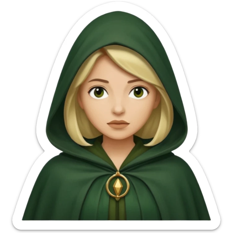 woman waring dark green cloak like in the traitors tv show sticker