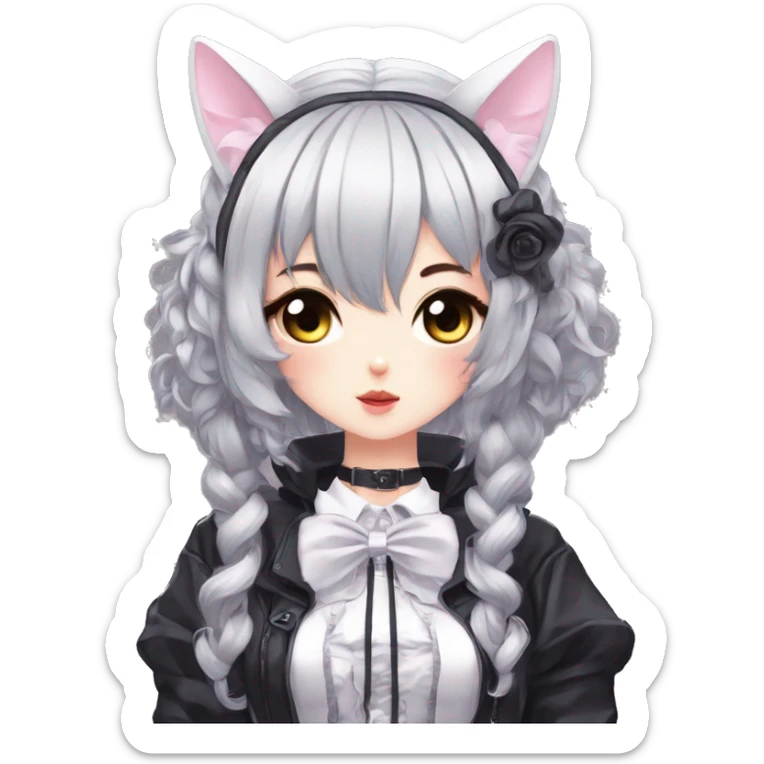 Edgy Kawaii Cute Cool Beautiful Elegant Pretty Anime Lolita Techwear Gothic Catgirl sticker