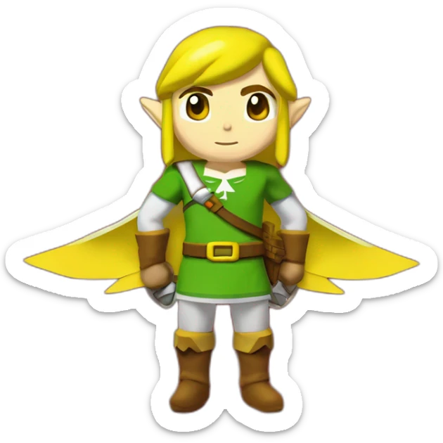 Link de the legned of zelda sur un oiseau rouge avec le dessous de ses aille blanches et un bec jaune sticker