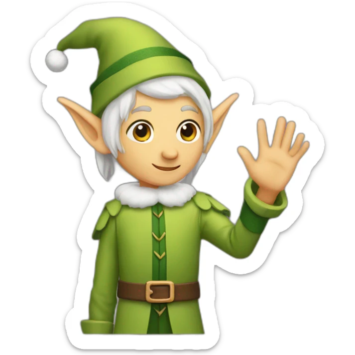elf waving hand sticker
