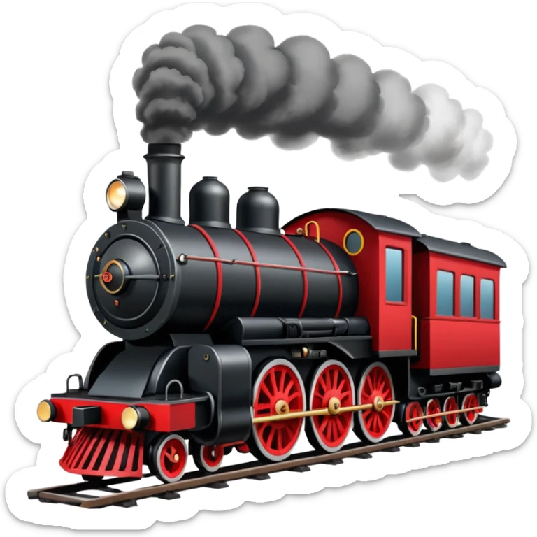 straight on view of an old-fashion steam train coming down the tracks sticker