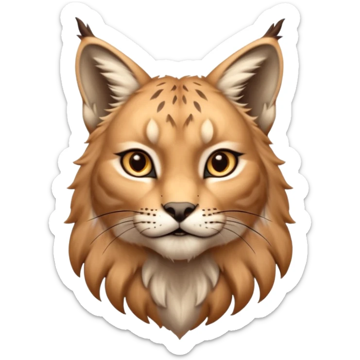 A high-resolution photo-realistic digital illustration of a majestic young lynx, chest upward  sticker