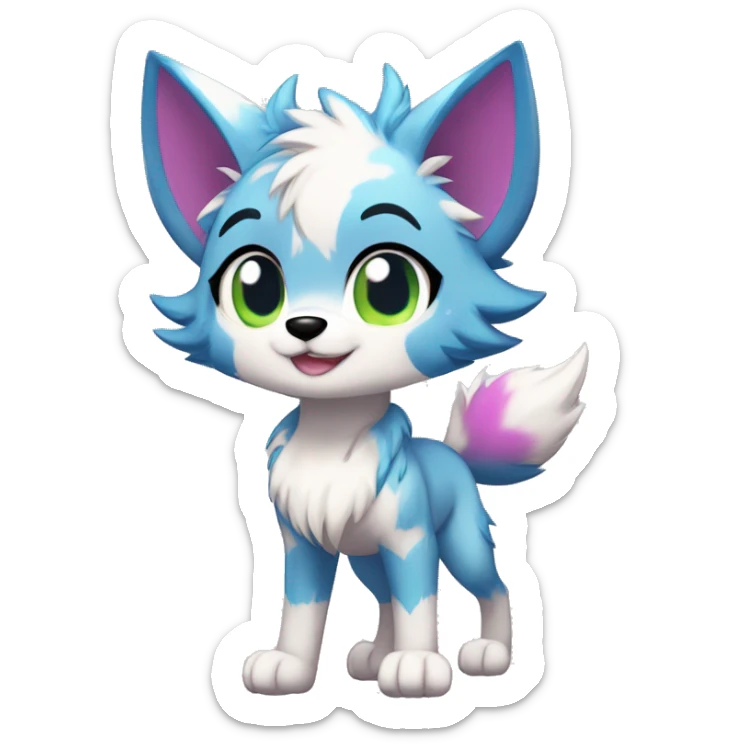 Anthro Colorful Shiny Fionbri-Falvie-sparkle-wolf-sona with spot markings full body sticker