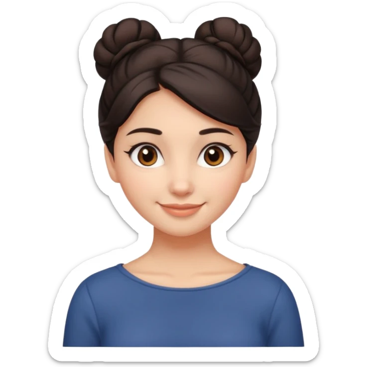 Cute smiling brown-eyed designer girl with her dark hair gathered in a careless bun sticker