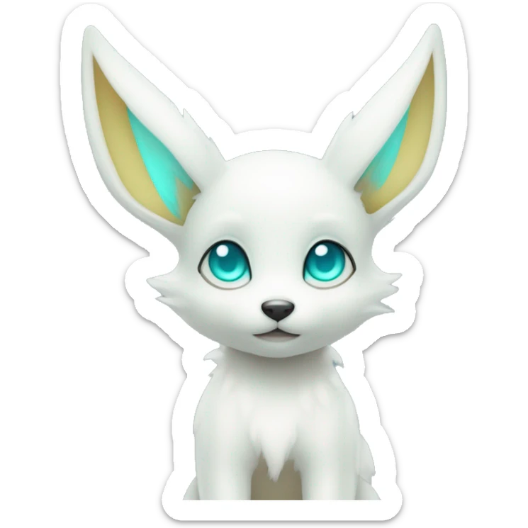 Shiny White Pastel Albino Umbreon with cyan eyes and cyan markings sticker