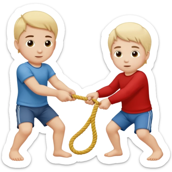 un niño pequeño y un hombre jugando al juego de tirar la soga (la soga blanca) sticker