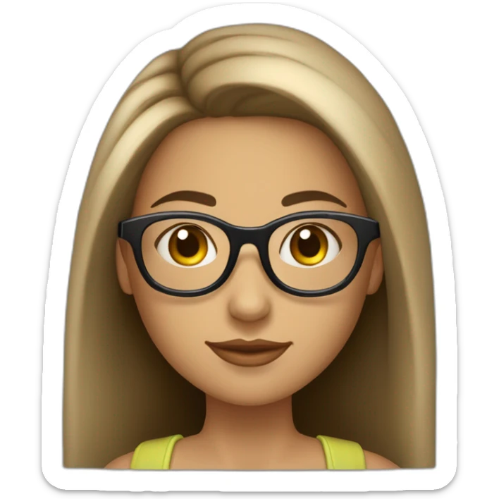 une fille avec de long cheveux noir lisse, la peau blanche ,et avec des lunette (en forme de carrer un peu déformé) assez grosse comparer a ça tête , portant un pull noir sticker