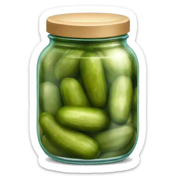 An emoji of a jar filled with pickles, showcasing the briny liquid and vibrant green pickles inside sticker