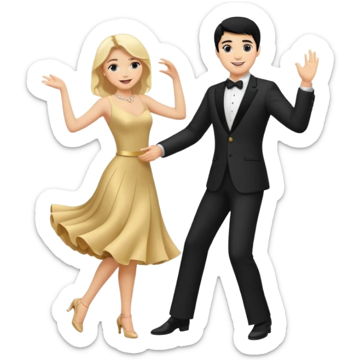 couple dancing full body man black hair woman blonde sticker