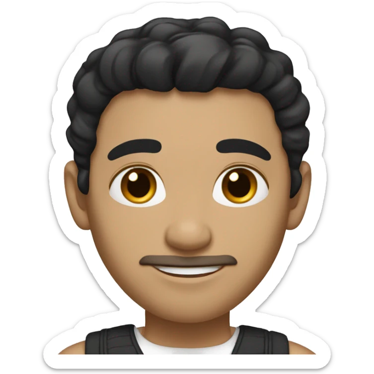 A morrocan dude with white skin and black hair and brown eyes and degrade haircut sticker