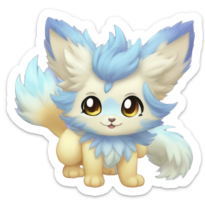 Anthro Scalie Fluffy Cool Cute Magical Shiny Colorful Pastel Sparkle Kemono-style Chibi Fantasy-Animal-Fakémon-Pokémon-Hybrid Fur Sona Aesthetic Full Body sticker
