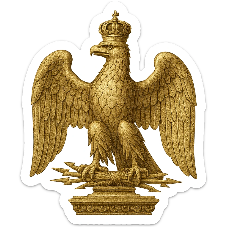 Napoleon symbol of France, iconic imperial eagle, gold, regal, detailed, on a neutral background sticker