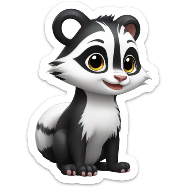 Cute skunk-panda-raccoon-ferret-cat-hybrid full body sticker