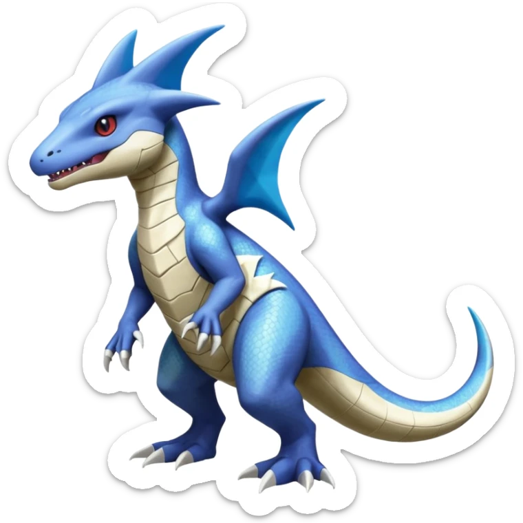 Shiny Koraidon-Latios-Marowak-Salandit-Fakémon-hybrid-creature (full body)  sticker