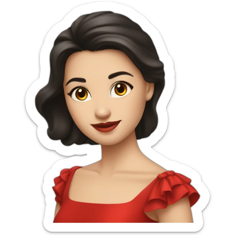 Fair-skin-elegant-girl-in-red-dress-dark-hair sticker