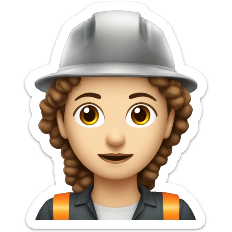 solo parte de ingeniera industrial mujer con pelo lago rizado castaño con mechones rubios y ojos grandes caferriba  sticker